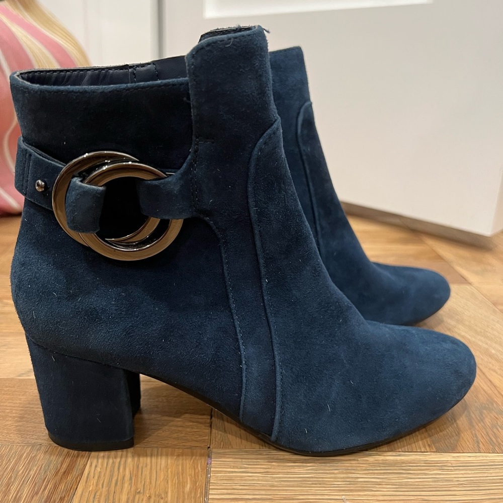Karl Lagerfeld Navy Suede Boots in size 7.